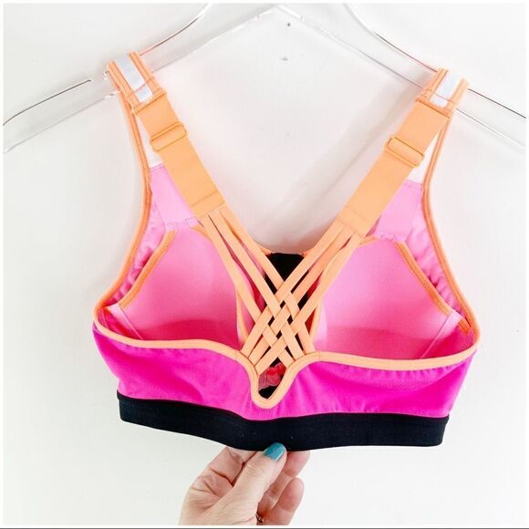 Victoria's Secret Front Zip Pink‎ and Orange Underwire Sports Bra 34B - Picture 4 of 10